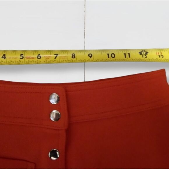 UNIF | HIGH RISE ORANGE RED BUTTON FRONT VALEN MINI SKIRT FAUX WOOL SMALL - Picture 12 of 16